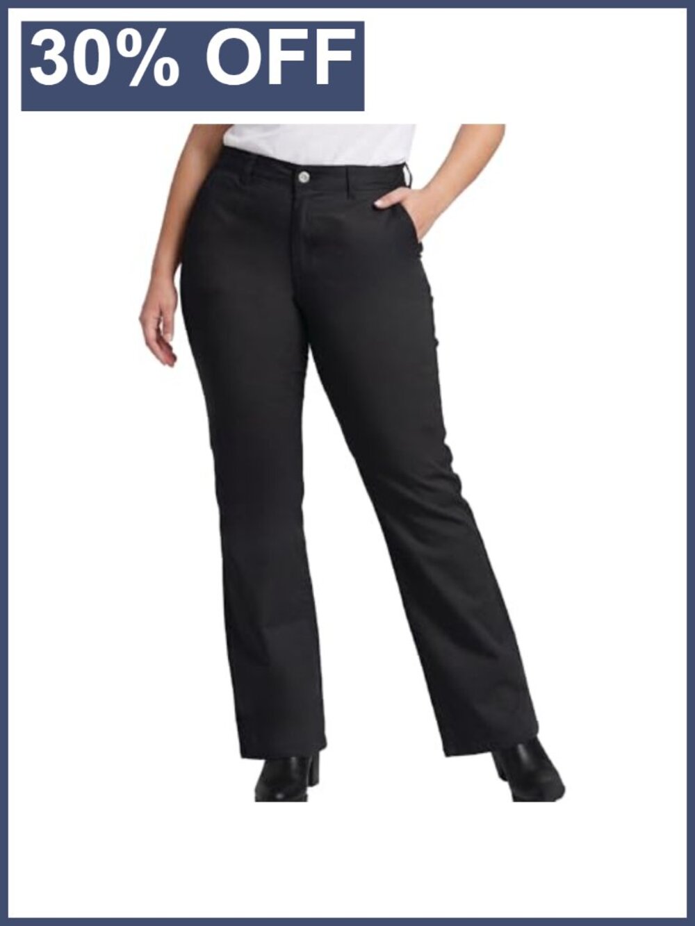 Plus Size Slim Fit Bootcut Work Pants Stretch Twill Mid Rise
